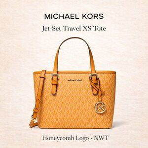NWT Michael Kors Jet Set Travel XS Tote Honeycomb Logo Crossbody